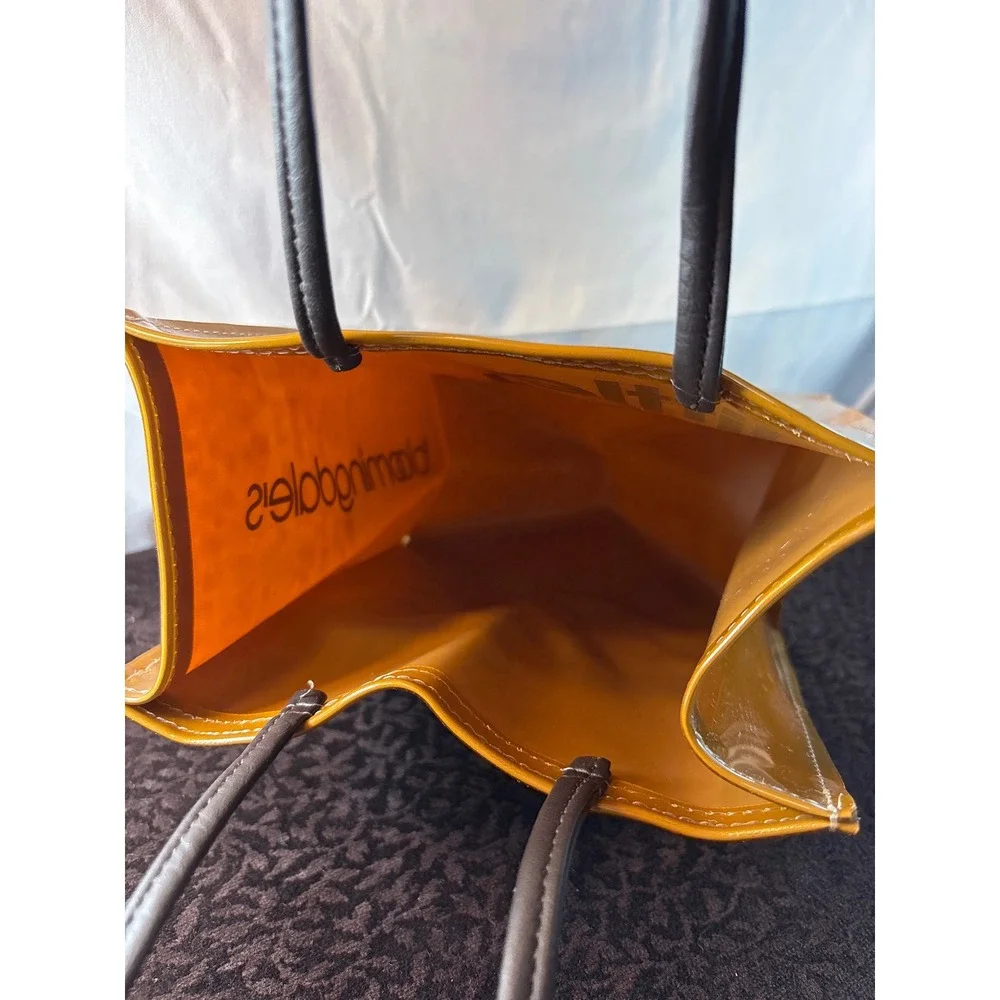 Bloomingdales Little Brown Bag Small PVC Tote Iconic Shopping Bag Brown